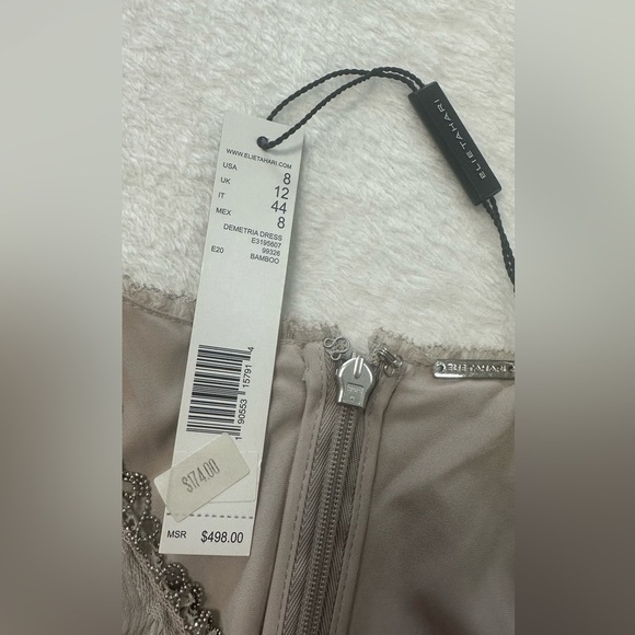 Elie Tahari NWT- $498 100% Silk Demetria Sleeveless Chain-Trim Silk Dress 8 - Picture 11 of 16